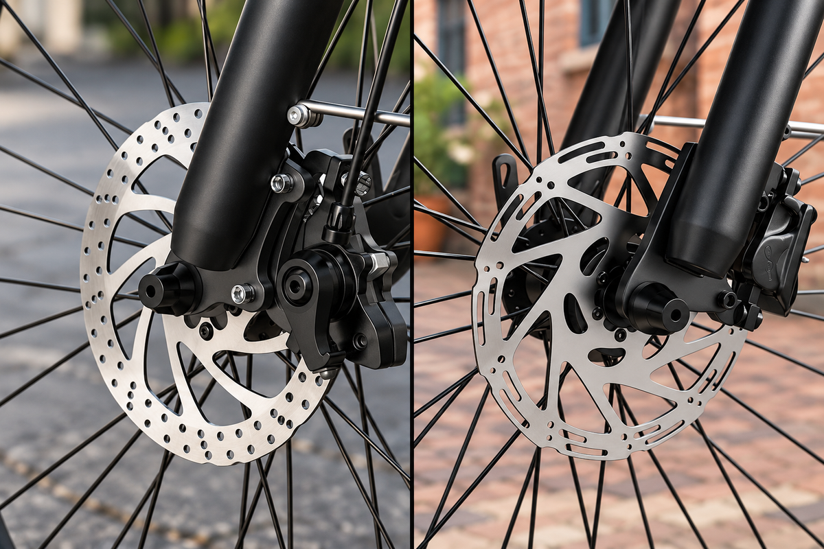 Illustrative comparison of VELOPRO C1 mechanical and C1 Pro hydraulic disc brakes