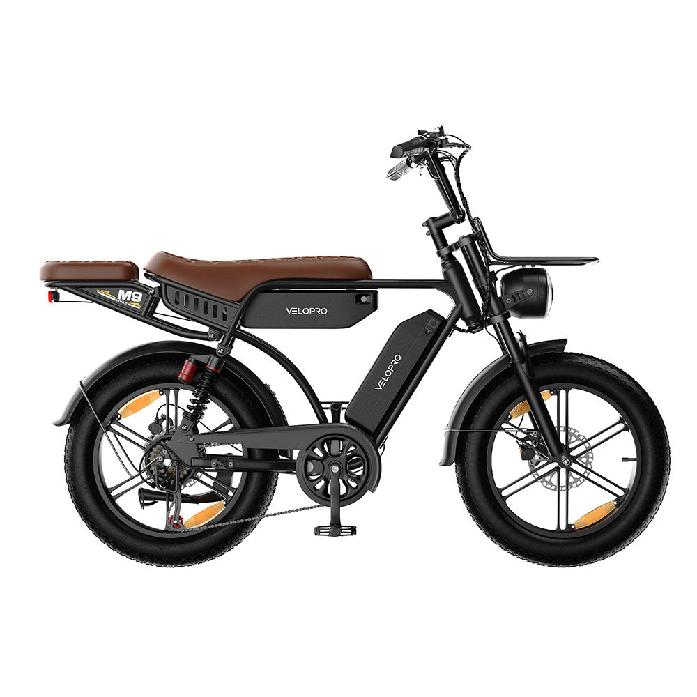 Velopro M9 Retro Dual-Battery Fat Tire E-Bike – 250W Motor, Up to 240km Range, 25km/h