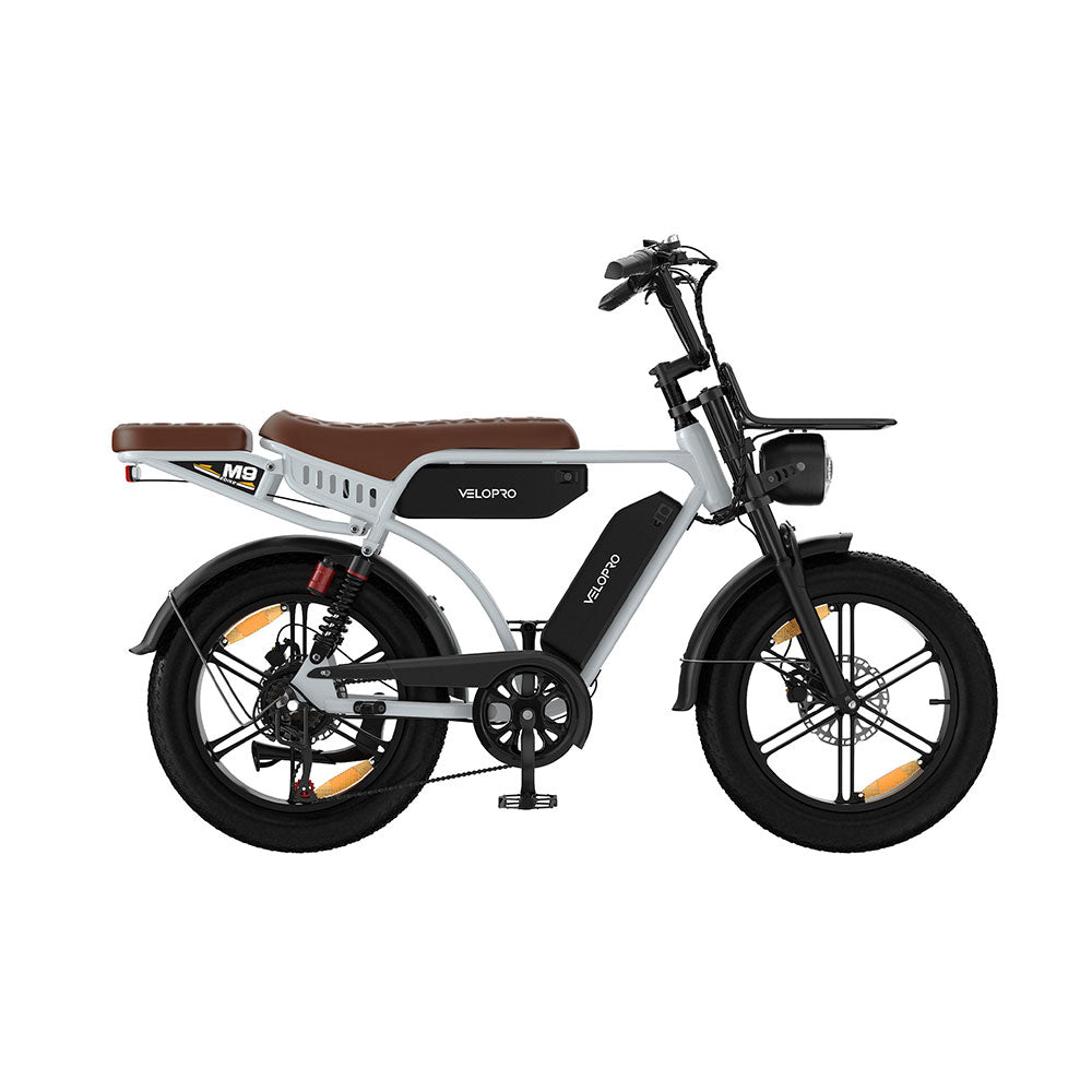 Velopro M9 Retro Dual-Battery Fat Tire E-Bike – 250W Motor, Up to 240km Range, 25km/h