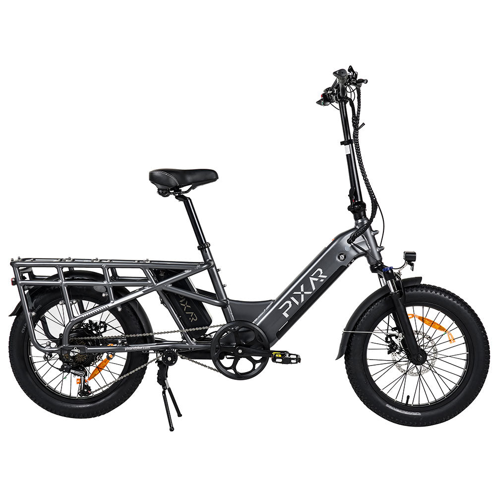 Gray PIXAR Plus step-through fat tire electric bike